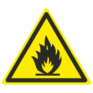 Знак безопасности W-01 «Пожароопасно. Легковоспламеняющиеся вещества»